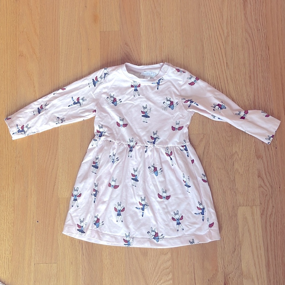 Livly pink long sleeve magical bunny soft cotton dress
